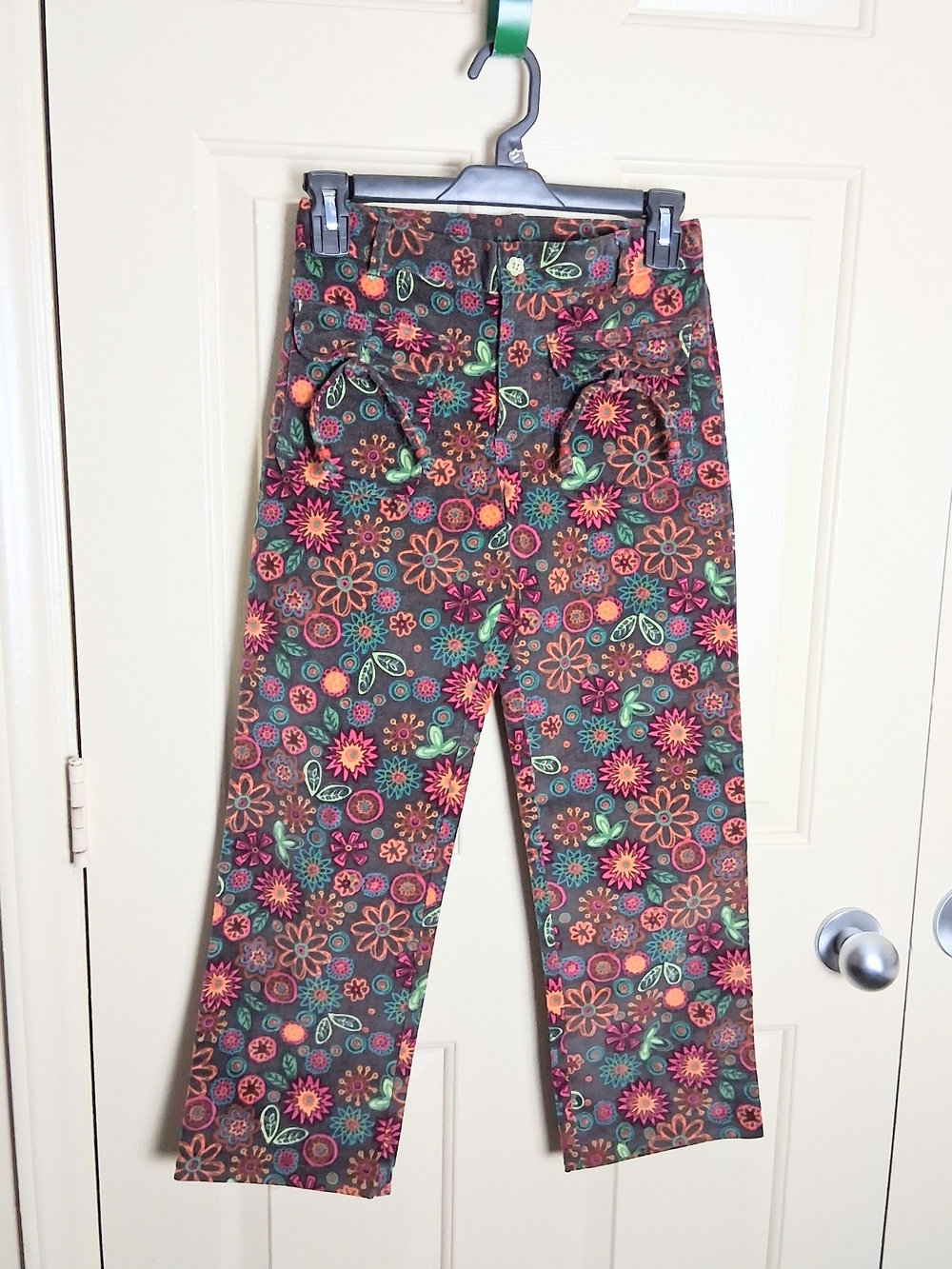 Cotton Kids Girls Embroiderd Corduroy Brown Pants Size 8 NWT